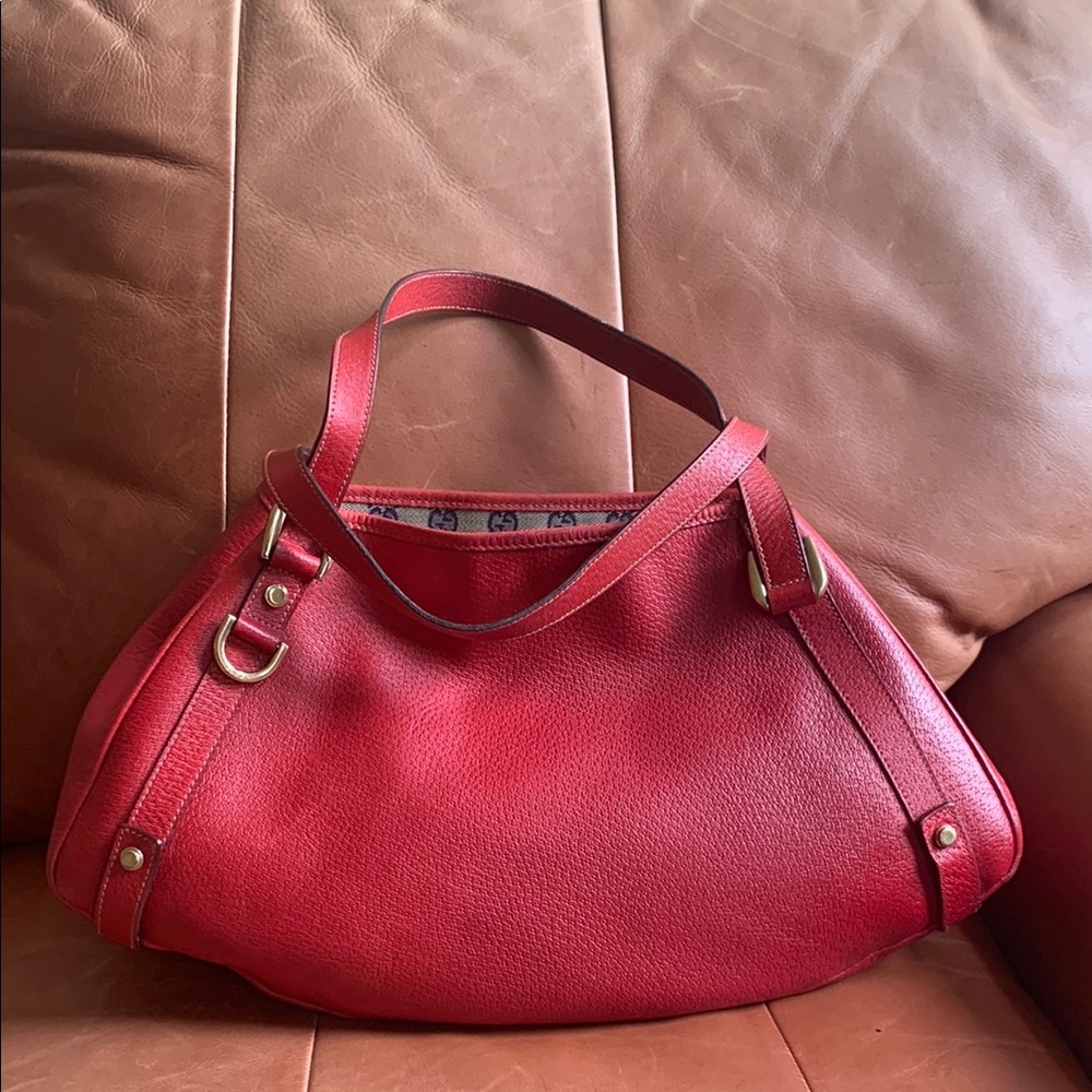 ❤️💋Elegant Red Leather GUCCI Tote Bag💋❤️